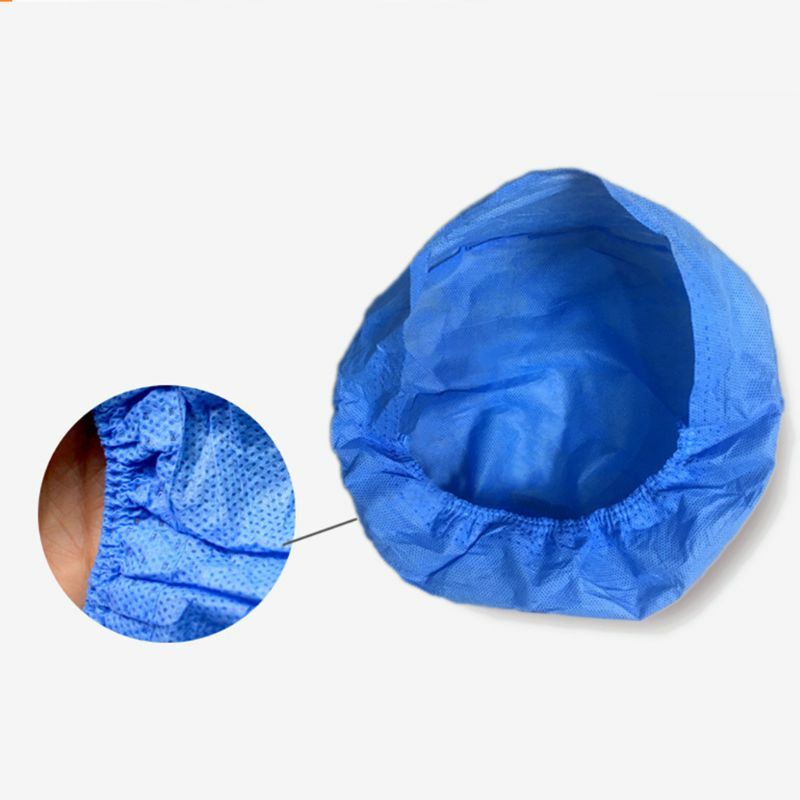 10Pcs Disposable Non-Woven Bouffant หมวกฝุ่น-ฟรีหัวทำงานยืดหยุ่น Anti-Static Doctor Hair สุทธิ Headwear