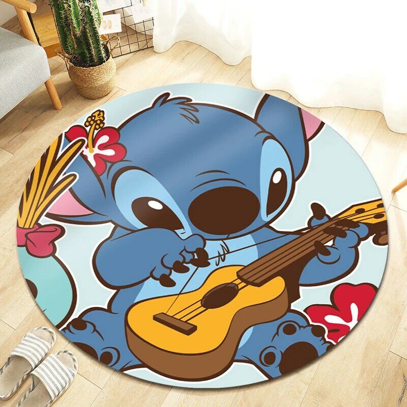 100x100cm Disney Stitch Baby Playmat Round Carpet  Floor Rug for Living Room Bedroom Kids Room Non-Slip  Round Mat Carpet