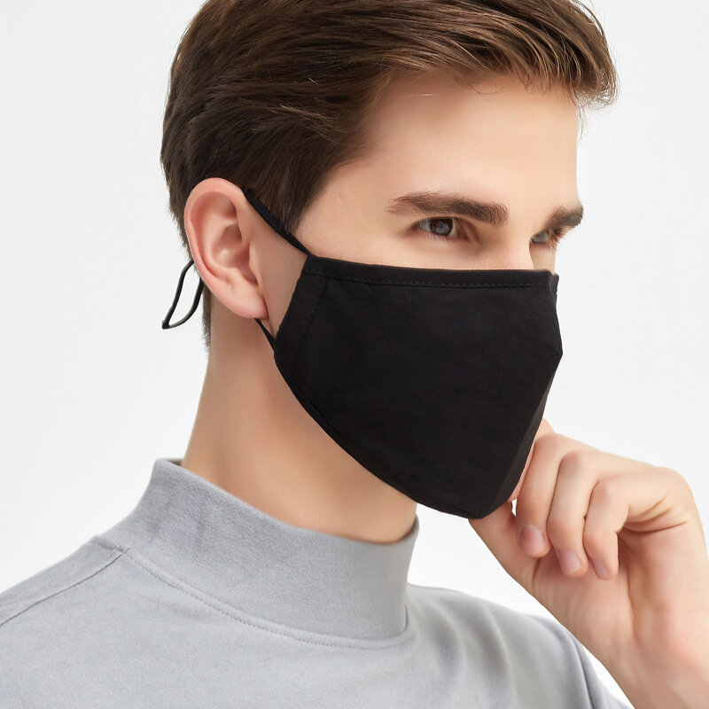 Masker Hitam Katun 2 Buah Filter dengan Masker Mulut Wajah Anti PM2.5 Masker Debu Dapat Dicuci Penutup Mulut Dapat Digunakan Kembali Masker PM2.5 Baru