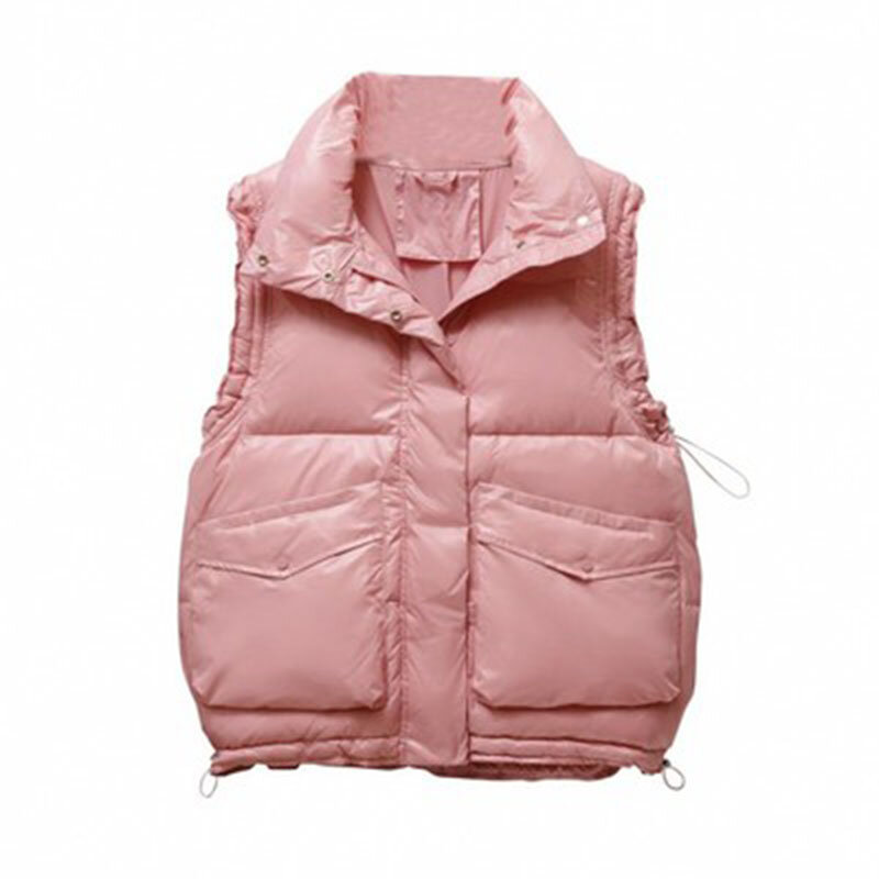 Colete enchimento de pato feminino super leve grande, colete de outono casual de bolso curto, jaqueta slim para mulheres, 2021