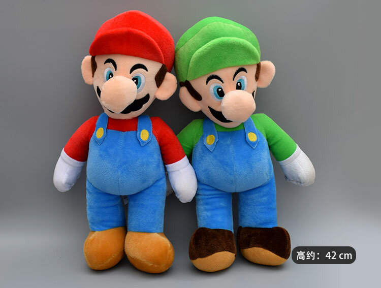 25/37/42CM Super Mario Bros Luigi Plush Toys Super Mario Stand Mario Brother Stuffed Toys Soft Dolls For Children Cartoon Gifts