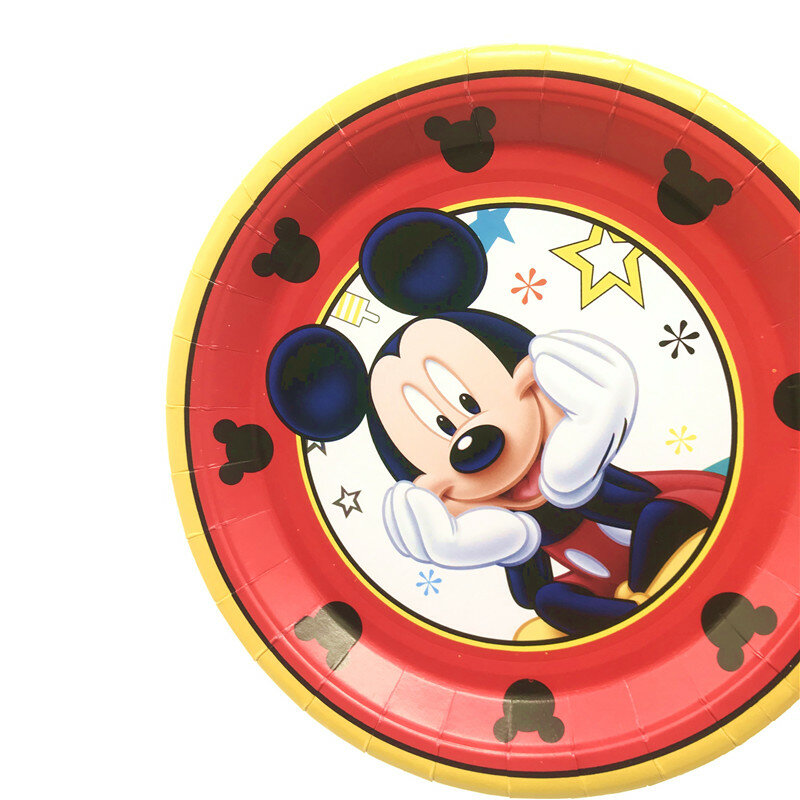 Rode Mickey Mouse Kinderen Thema Birthday Party Arrangement Decoratieve Papier Cup Trekken Vlag Tafelkleed Wegwerp Feestartikelen
