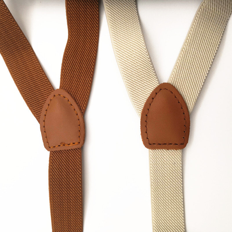 Suspensórios largos ajustáveis para homens e mulheres, 2x100cm, 3 clipes, suspensórios marrons, suspensórios de elasticidade