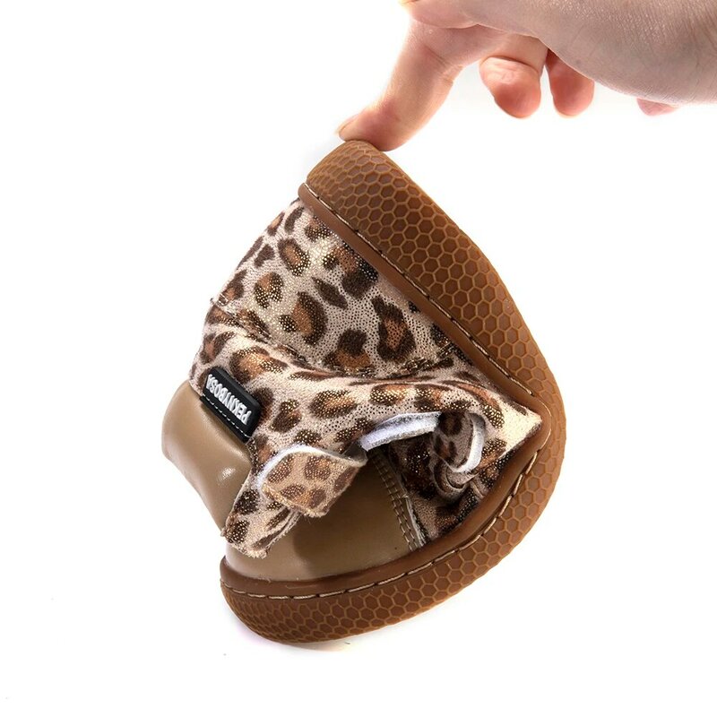 PEKNY BOSA Leopard boots kids shoes for girl ankle shoes soft bottom leather boots wide toes chid barefoot shoes for boy