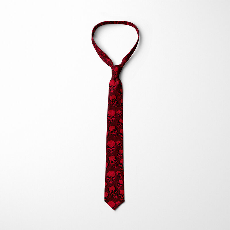 Cravatte da uomo stampate in 3D di moda creativo divertente teschio giornale cravatte da sposa cravatte sottili in poliestere 8cm accessori per camicie larghe