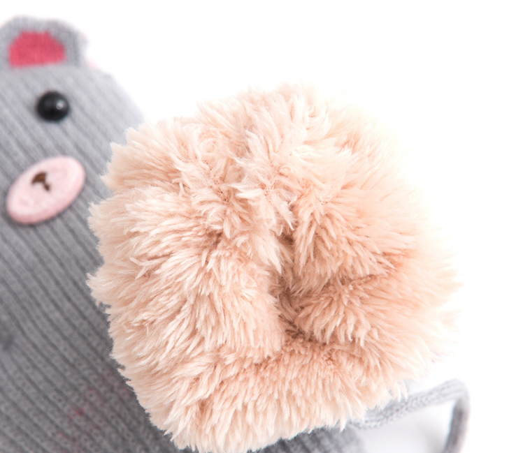 Children's gloves in winter cute little bear bag cartoon hanging neck warm knitting Mittens