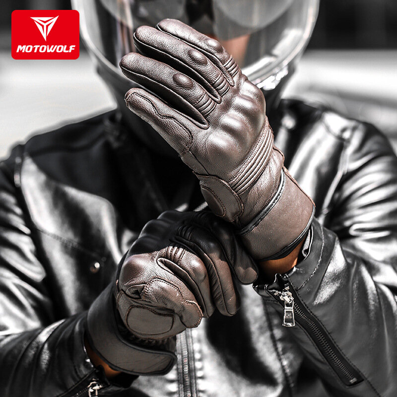 防風性のある本革のオートバイ用手袋,通気性のあるタッチフィッティング,手のひらを保護