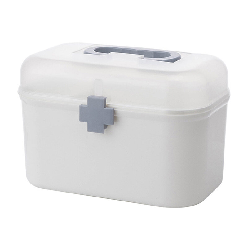 Kit de primeros auxilios portátil de 3/2 capas, caja de almacenamiento de plástico, Kit de emergencia familiar multifuncional con asa, GK99