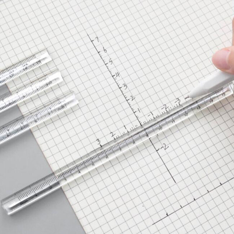 15ซม.โปร่งใสไม้บรรทัดตรงนักเรียนเครื่องเขียนSimpleสามเหลี่ยมไม้บรรทัดทั้งด้านอะคริลิควัดเครื่องมือ