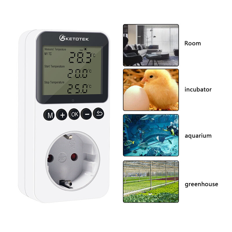 KT3200 Sakelar Pengatur Waktu Termostat Digital Steker Pengontrol Suhu Pada Siang Hari Soket Outlet Pemanas dan Pendingin dengan Sensor