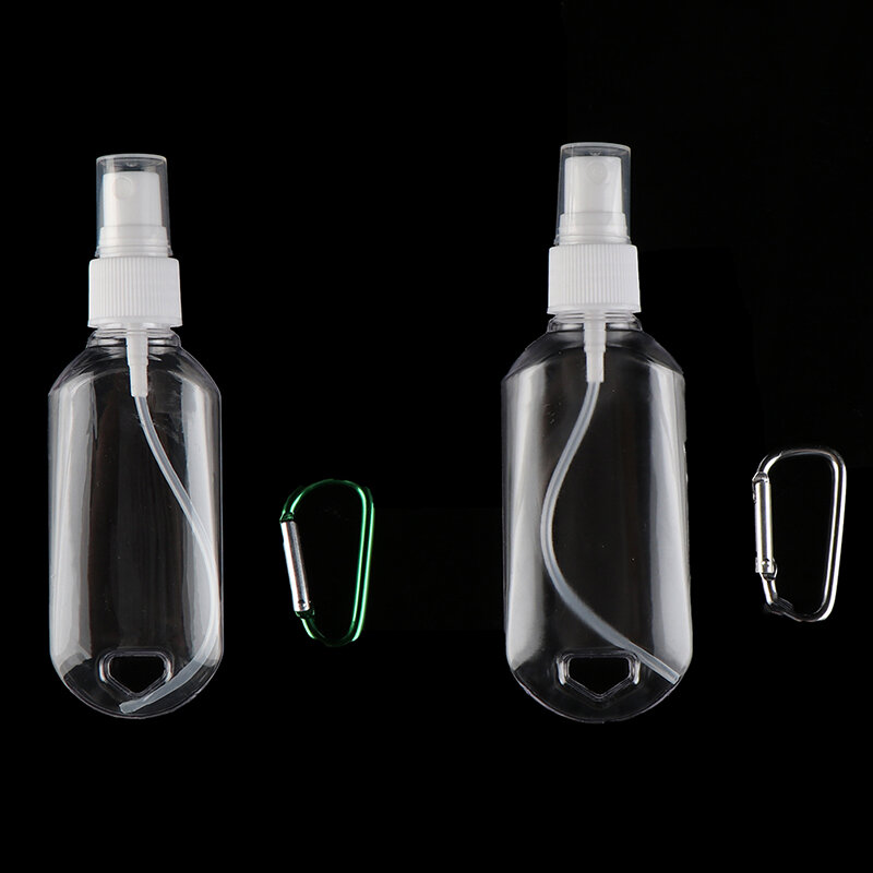 Botella con gancho portátil para desinfectar, botella con espray de alcohol transparente para desinfectante de manos, botella vacía para loción, novedad