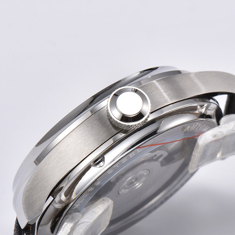 Parnis-reloj mecánico automático para hombre, pulsera con esfera blanca de reserva de energía, marcas azules, caja de regalo, marca de lujo superior, 43mm, novedad, 2021