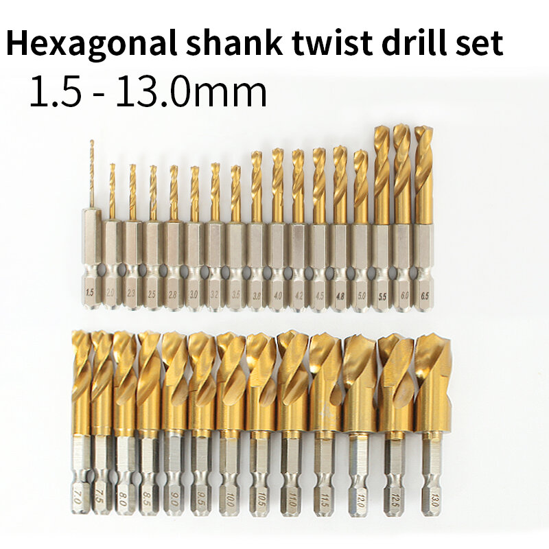 Hexagonal Handle 1/4 Inch Sudut Plat Besi Stainless Steel Khusus Drill Set Q Jenis Ultra Short Lubang Bor 1.5-13Mm