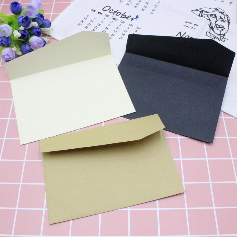 40 pçs branco clássico preto kraft em branco mini papel janela envelopes casamento convite envelope presente