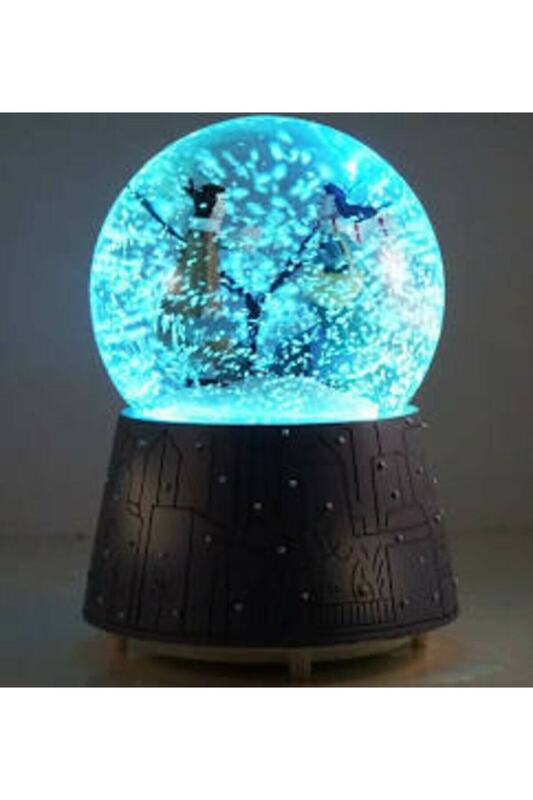 كرة ثلجية مضيئة على شكل صندوق موسيقى ، كرة بلورية زجاجية بتصميم فتاة وصبي ، هدية رومانسية لعيد الحب