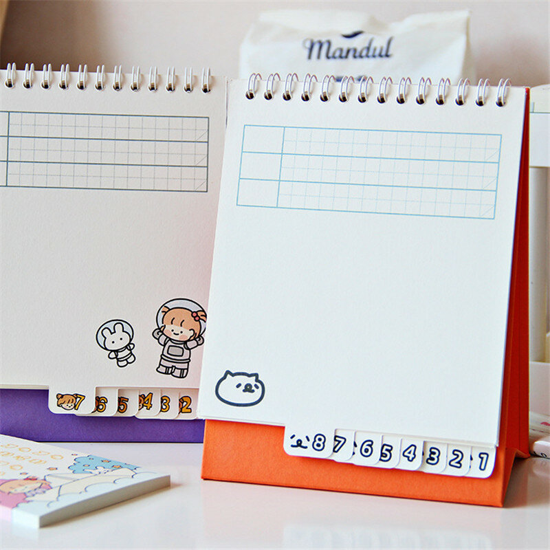 Cute 2021 Calendar Desktop Paper Calendar Notebook Daily Schedule Table Planner Yearly Agenda Organizer Notepad Office Supplies