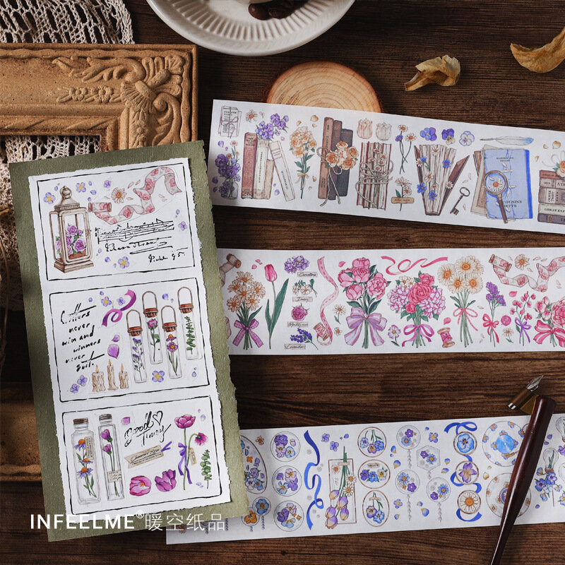 Cinta adhesiva de papel Washi para libro de flores, bricolaje, diario, álbum de recortes, decoraciones