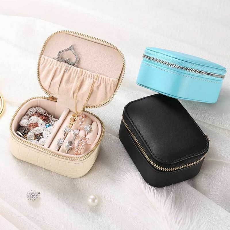Boîte à bijoux Simple en Faux cuir PU rangement pour boucles d'oreilles, colliers et bracelets, organiseur de bijoux pour voyage, Style européen