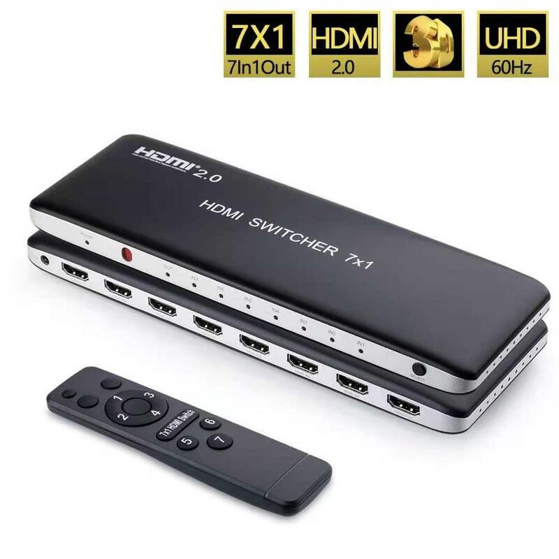 HDMI 2.0 스위치 스위처 오디오 비디오 컨버터, PS3, PS4, 컴퓨터, PC, DVD, HD 플레이어, TV, STB, HDTV용, 7x1, 7 in 1 out, 3D, 4K, 60Hz