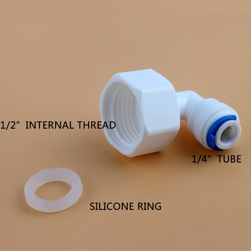 1/2" Internal thread to 1/4"Tube Elbow connector with Silicone ring RO Water Fitting Tune 42 Quick Connect White fast connection