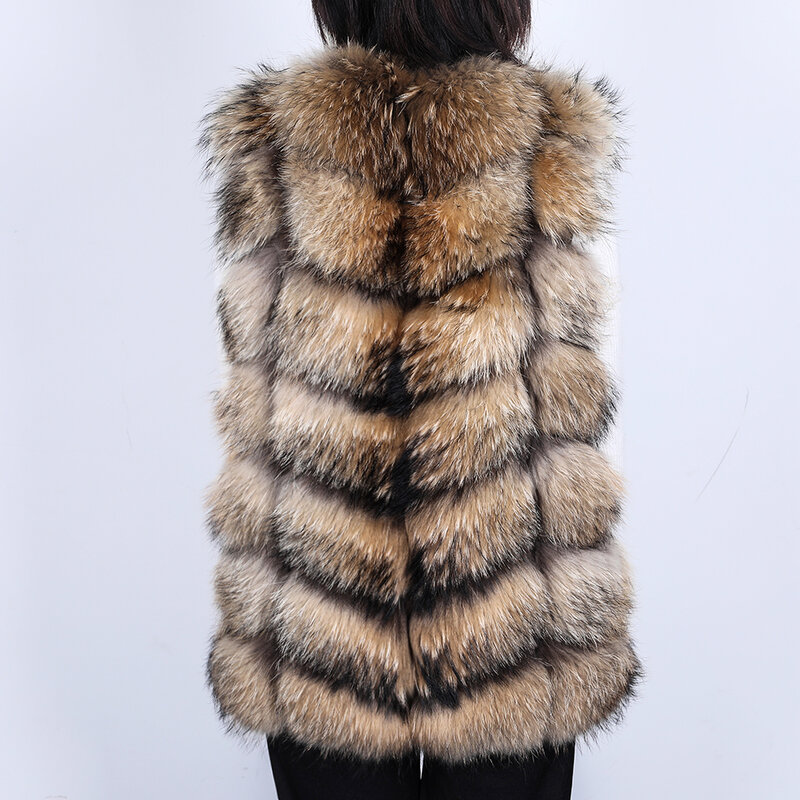 Mj Voorjaar Real Raccoon Fur Vest Dames Mouwloos Winter Jas Vest Bont Jas Bodywarmer Vest Dikke Warme Streetwear