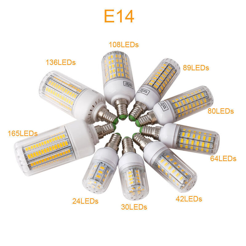 5 Chiếc E27 E12 B22 LED Bắp Sáng AC 220V Trắng Siêu Sáng Đèn Ampoule Cho Nhà Phòng Ngủ thay Thế 50 Sợi Đốt