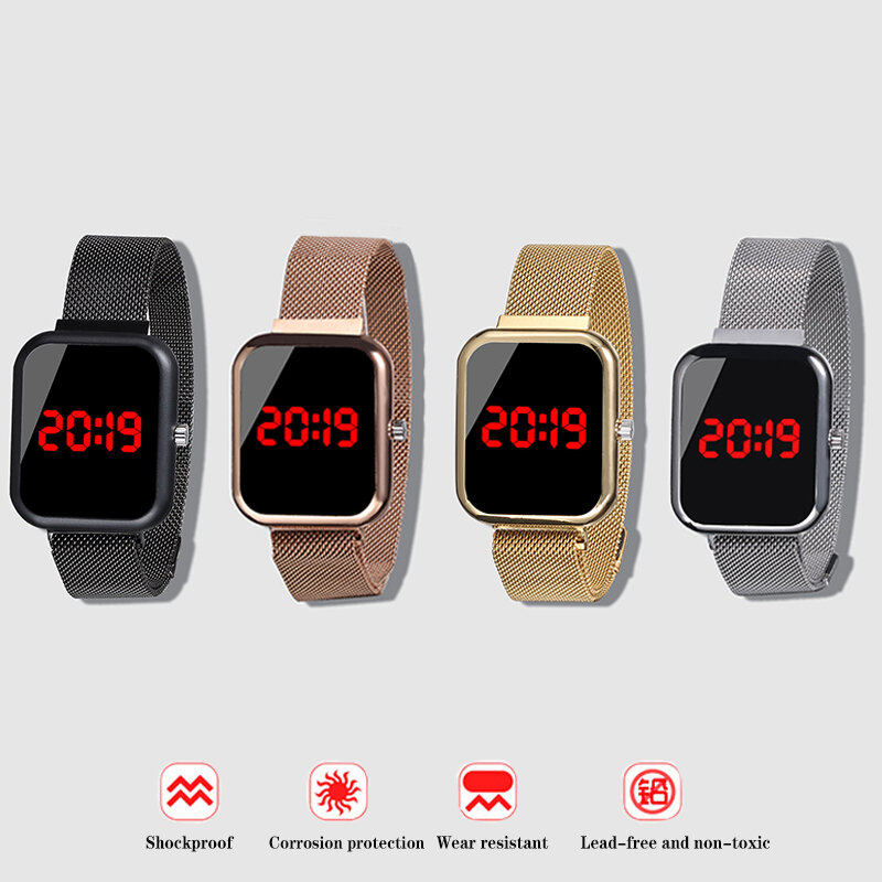 Reloj Digital 2019 de alta calidad para niños, relojes de acero inoxidable, reloj Led para niños, relojes de pulsera electrónicos, reloj de pulsera para niñas