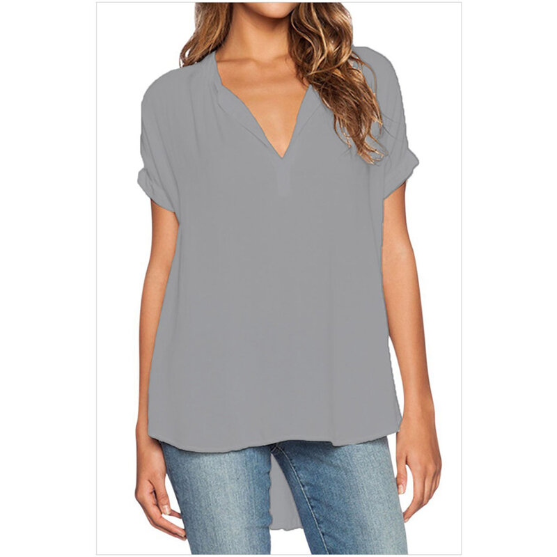 Blusa informal de gasa con manga larga para verano y otoño, camisa con cuello en V para mujer, color blanco y negro, 2021