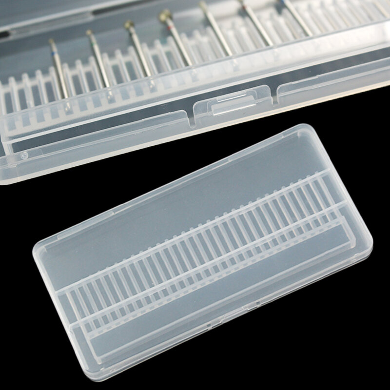 1pcs 30 Slots Holes Rectangle Nail Drill Bit Holder Acrylic Clear Plastic Display For Electric Manicure Burr Exhibition Tool Box