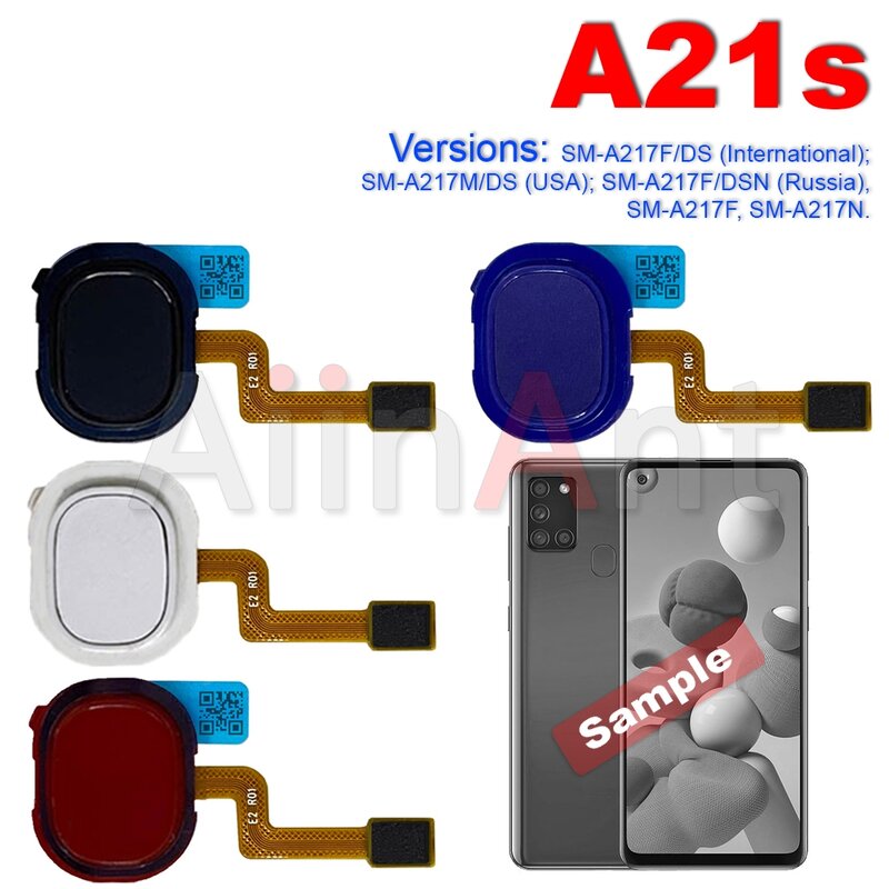 Aiinantホームパワーバックボタンタッチidフィンガースキャナー指紋センサーフレックスケーブル For Samsung Galaxy A20 A20E A20S A21 A21S A205F A207F A215U A217F