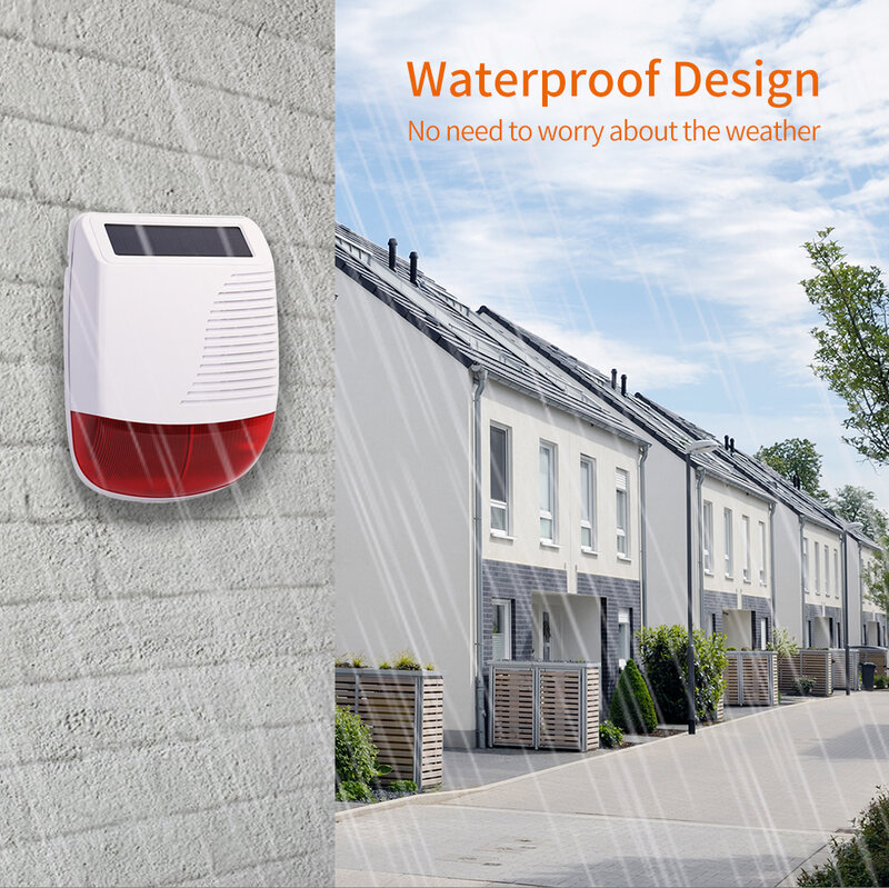 433Mhz High Decibel Outdoor Solar Wireless Siren Loudspeaker Waterproof Strobe For Smart Home Security Burglar Alarm System
