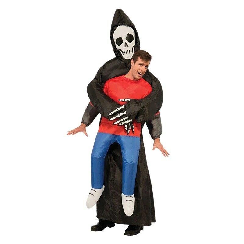 Carnival Cosplay Ghost Inflatable Costume Adult Kids Scary Horrible Skeleton Ghost Costumes for Man Women Halloween Party Suit