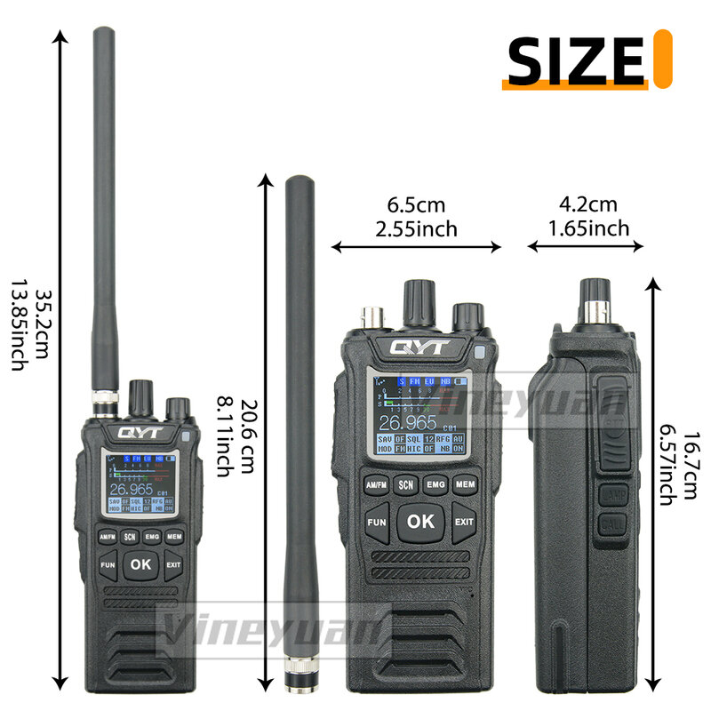 Novo qyt 27mhz cb-58 rádio padrão handheld 40 canais am/fm rádio cb (4w handheld walkie talkie) 26.965-27.405mhz