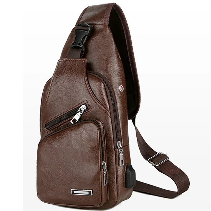 Sac à bandoulière en cuir Diagonal GT pour hommes, sac à dos de voyage, sac de poitrine USB, sac messager design, initié, nouveau