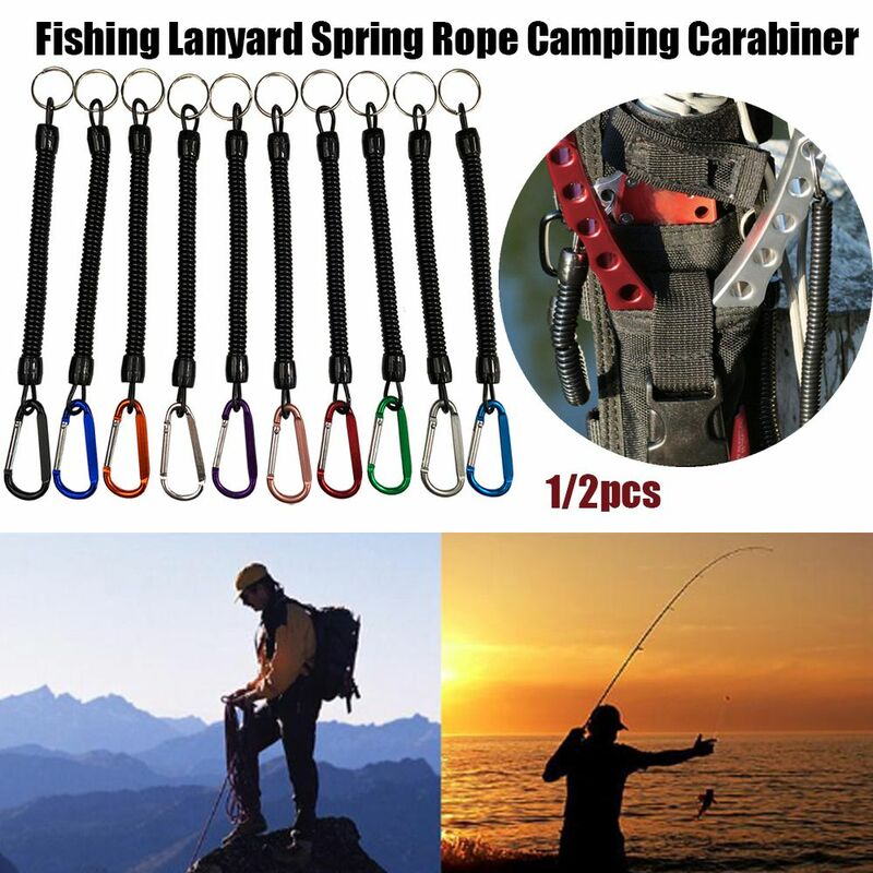Hiking Camping Security Gear Tool Anti-lost Phone Keychain Camping Carabiner Portable Fishing Lanyards Spring Elastic Rope