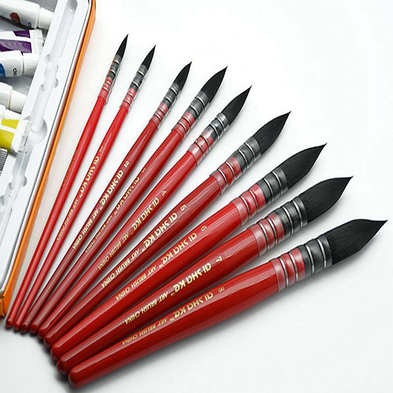 1pc Round Watercolor Paint Brush Artist Mop French Style Nylon Painting Brushes for Acrylic Water Color Gouache Oil Painting