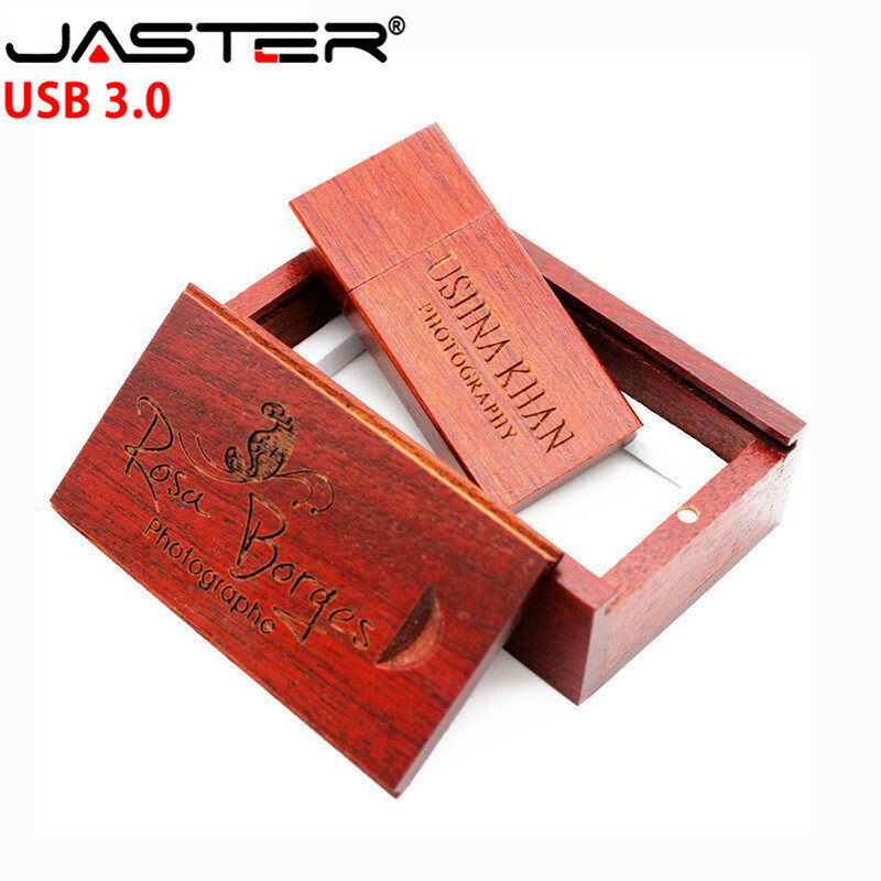 Деревянный USB-флеш-накопитель JASTER с деревянной коробкой, usb 3,0, 4 ГБ, 8 ГБ, 16 ГБ, 32 ГБ, 64 ГБ, подарок для свадебной фотографии (Бесплатный Пользовательский логотип)