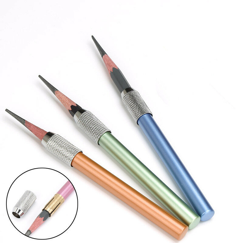6 PCS 6-color metal pencil extension drawing pencil sleeve extension pencil connector aluminum rod extension rod