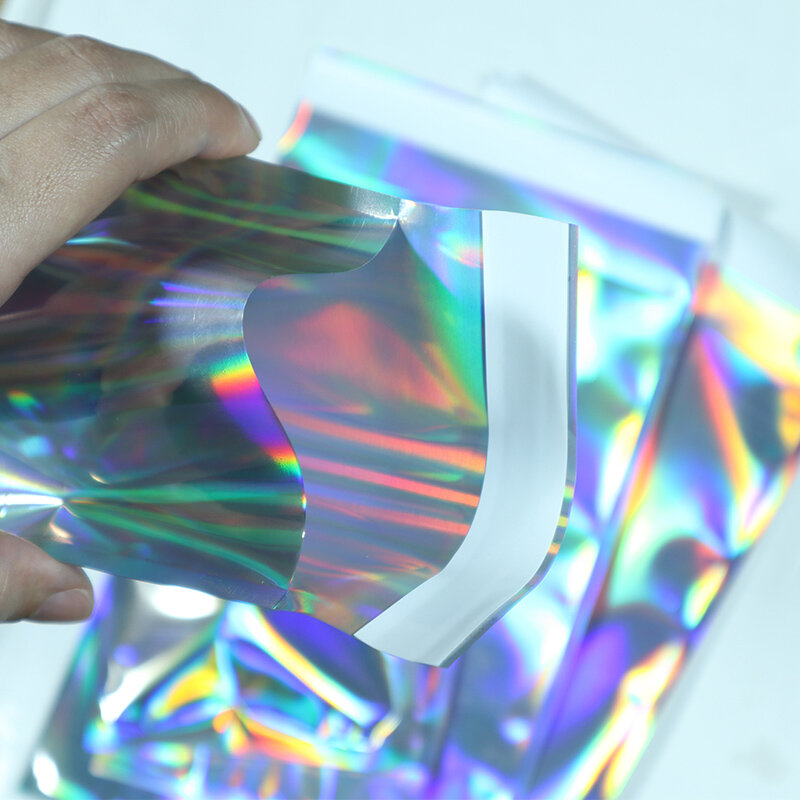 10 Buah Laser Penyegelan Diri Plastik Amplop Mailing Tas Penyimpanan Hologram Hadiah Perhiasan Poli Perekat Kurir Tas Kemasan