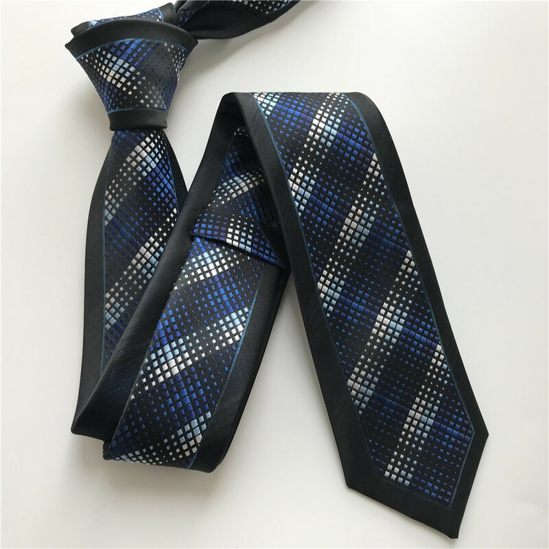 Cravates Jacquard tissées pour hommes, cravates de styliste à carreaux classiques bleus, noires, 2023