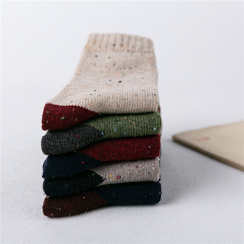 Calcetines largos y gruesos de lana para hombre, medias extensibles de alta calidad, duraderas, baratas, venta al por mayor, 5 pares, Invierno