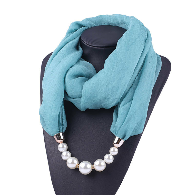 Tinta unita morbida collana in Chiffon ciondolo anello sciarpa Hijab Multi-stile decorativo moda sciarpa turbante accessori per capelli all'ingrosso