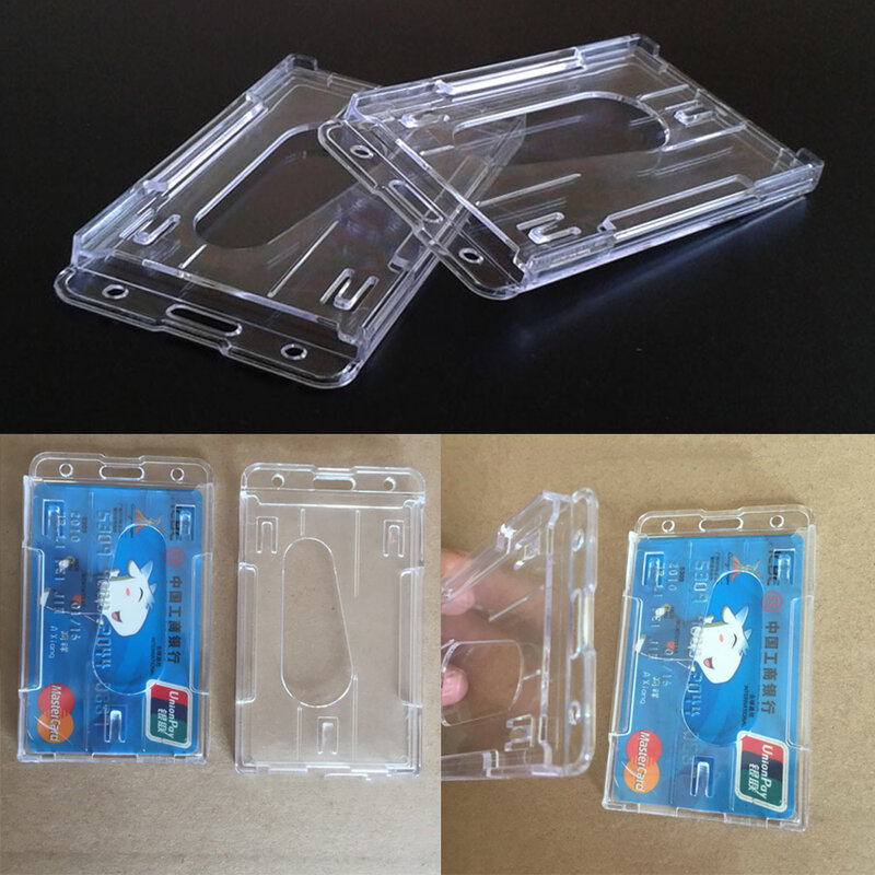 Der doppelseitige Karten einführungs halter aus transparentem Kunststoff ist für das Arbeiten und Pendeln geeignet