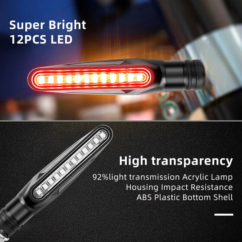 Clignotants LED directionnels pour moto, feu stop, feu arrière, lampe DRL