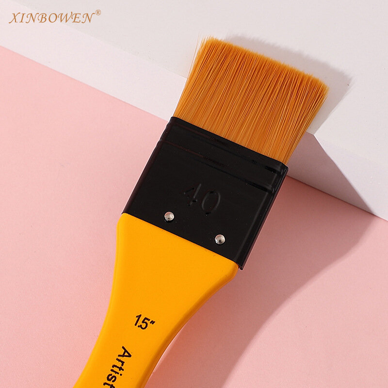 Porte-stylo en bois à tête mixte en Nylon 6 pièces/ensemble, brosse de peinture à l'huile acrylique, brosse à récurer, fournitures d'art