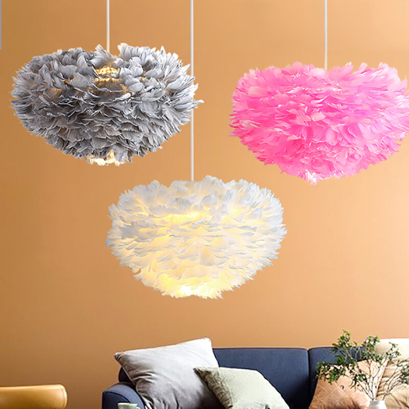 Feather Chandelier Nordic Modern Living Room Bedroom Feather Lamp Warm Dining Room Lamp Clothing Shop Coffee Shop Chandelier