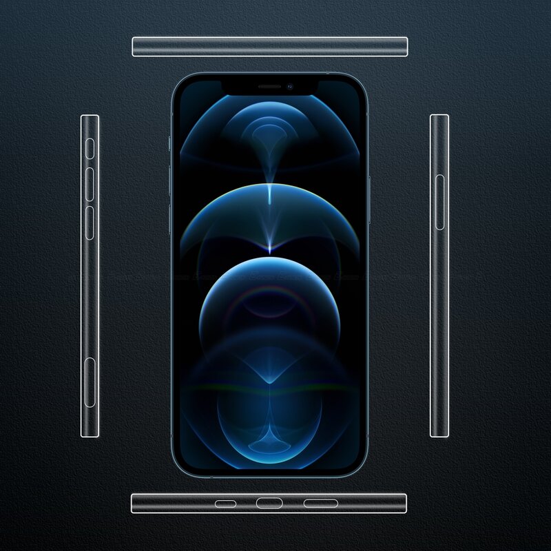 Sợi Carbon Miếng Dán Trong Suốt Mờ Điện Thoại Bên Cho iPhone 14 13 12 Pro Max Khung Bảo Vệ Biên Giới Hydrogel Phim 12 Mini