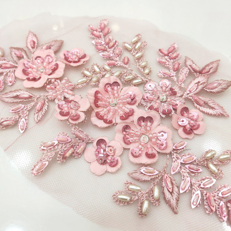 1 para przędzy netto ręcznie szyte koraliki na kwiat diy hafty koronki aplikacja odzież dodatki do sukni ślubnej