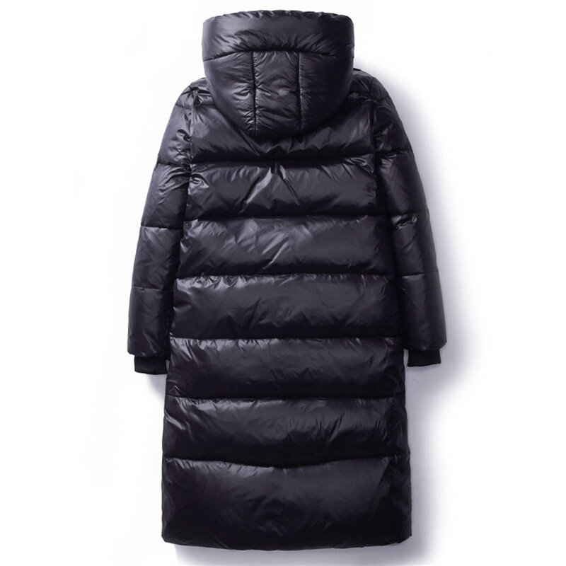 Jaket katun Down musim dingin baru 2024 pakaian wanita parka panjang ramping berkerudung mantel musim dingin hangat mantel hitam wanita V1162