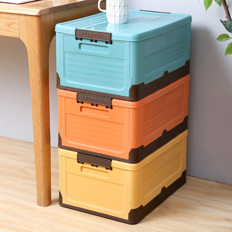 Foldable Storage Box Clothes Organizer Toys Books Plastic Tool Box Trunk Car Outdoor Travel Folding Storage Boxes Bins With Lid